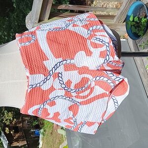 Ladies flat front Lilly Pulitzer shorts, anchors & rope, back zip, pockets, sz 6